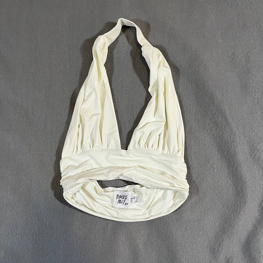 Princess Polly Halter Top White Size‎ 2 Small V neck Going out Party Basic